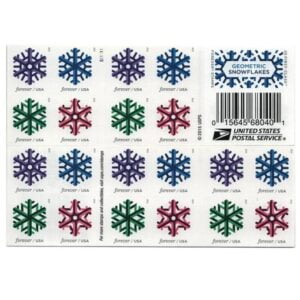 discount USPS snowflake book of stamps cost 2023, cheap forever stamp in bulk on sale for Xmas
