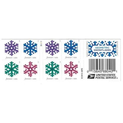 sheet of discount USPS snowflake postage stamps cheap forever stamp in bulk on sale for Xmas