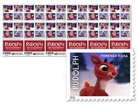 discount USPS holiday Rudolph postage stamps cheap forever stamp in bulk on sale for Xmas