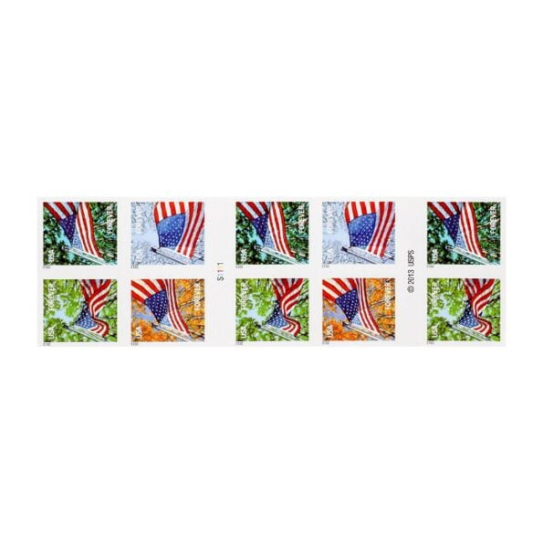 discount book of 100 USPS 2013 american flag postage stamps cheap forever stamp in bulk for sale