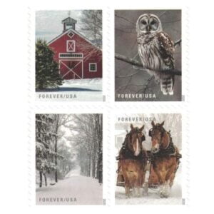 discount USPS Winter Scenes postage stamps cheap forever stamp in bulk on sale for Xmas