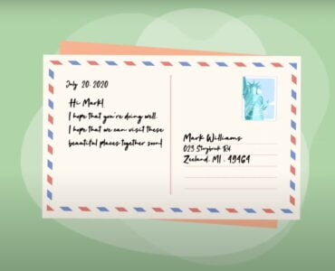 where to put stamp on postcard and envelope